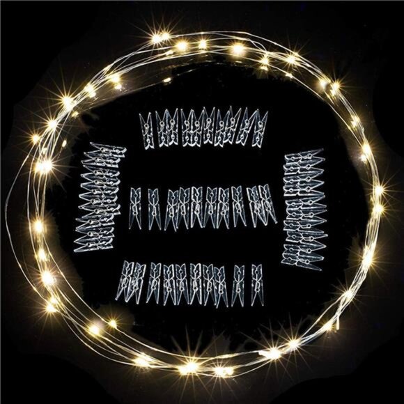 17Ft LED Fairy String Lights with Clear Clips Battery Operated Bedroom Wedding D - Picture 4 of 7